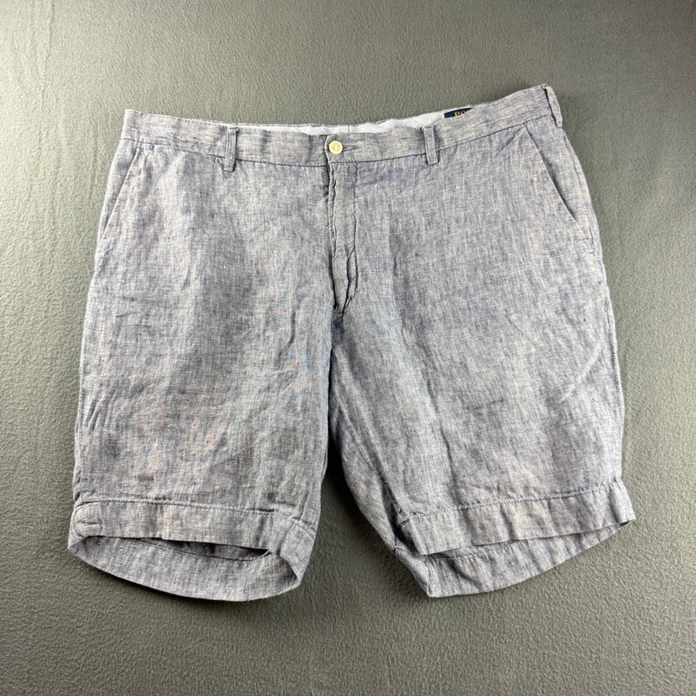 Polo Ralph Lauren Linen Shorts Men's 40 Blue Classic Fit Flat Front Casual Light